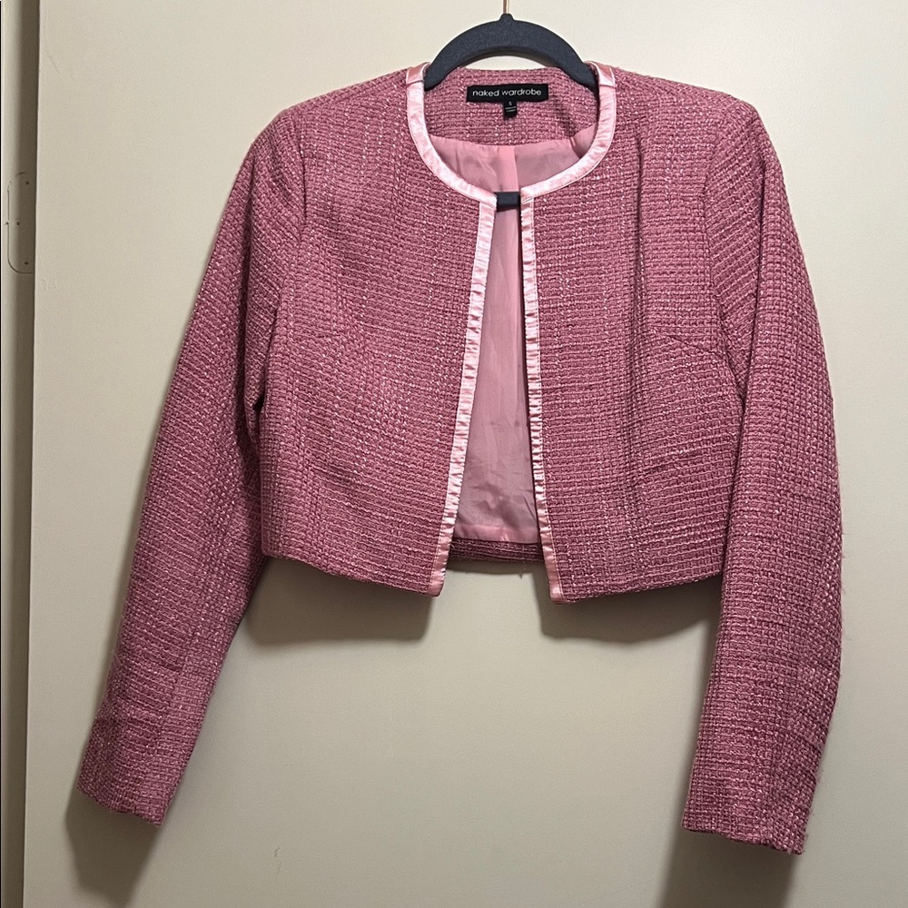 Naked Wardrobe Pink Tweed Blazer